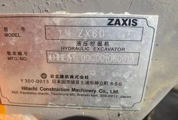 Crawler excavator Original Used Excavator Made In Japan Tata Hitachi Zx60 Heavy Equipment 6 Tons 90% New Original Used Excavator Made In Japan Tata Hitachi Zx60 Heavy Equipment 6 Tons 90% New- Photo 6